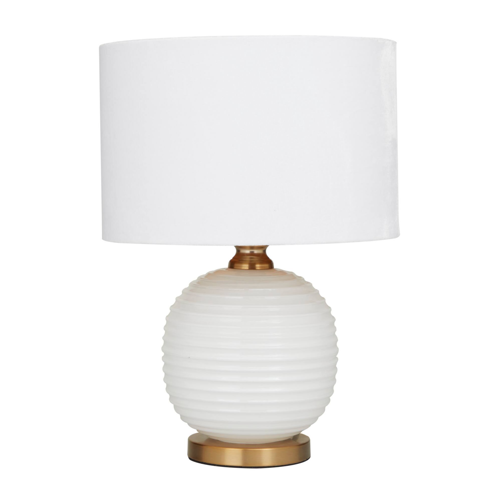 White Glass Modern Accent Lamp, 13" x 13" x 19"